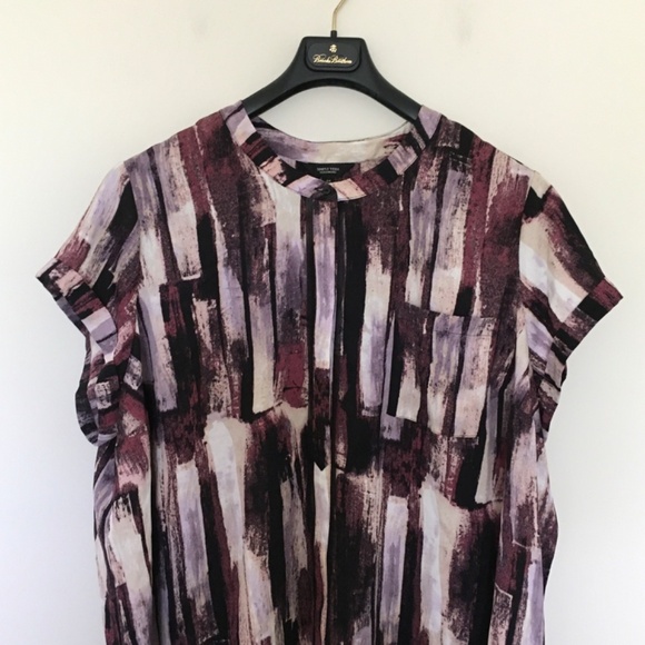 Simply Vera Vera Wang Essential Popover Top Blouse Plus Sz 3X Purple Abstract - Picture 7 of 16